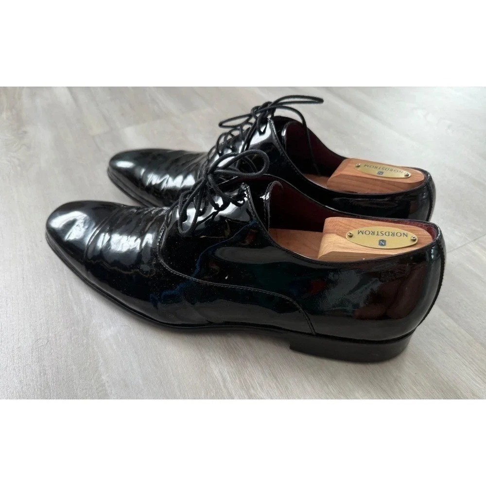 BOSS Black Patent Leather Cap Toe Oxford Dress Shoes Men's Tuxedo Formal SZ 11.5